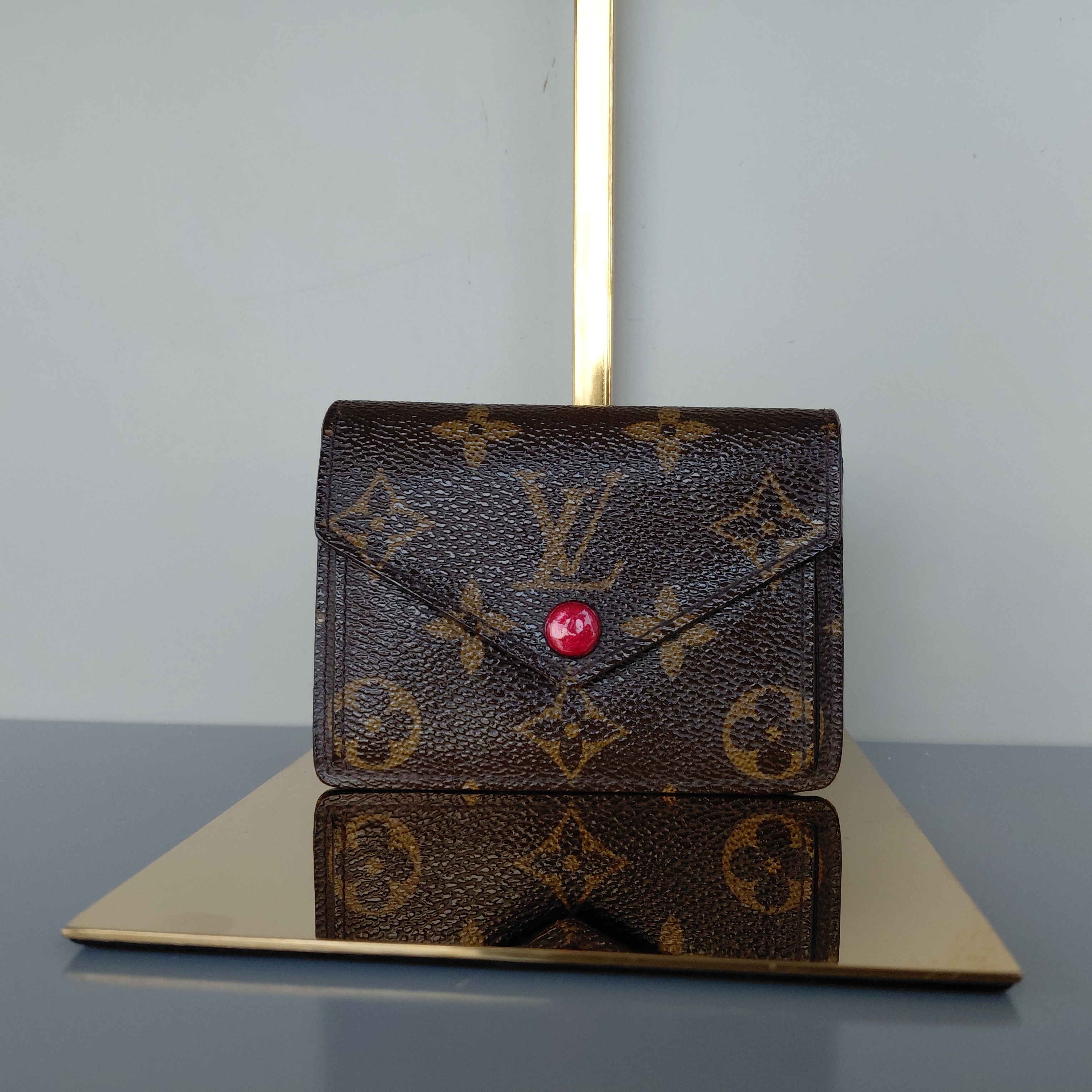 Louis Vuitton Brown Monogram Wallet With Red Pucia Leather